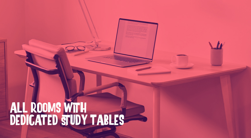 study tables in room